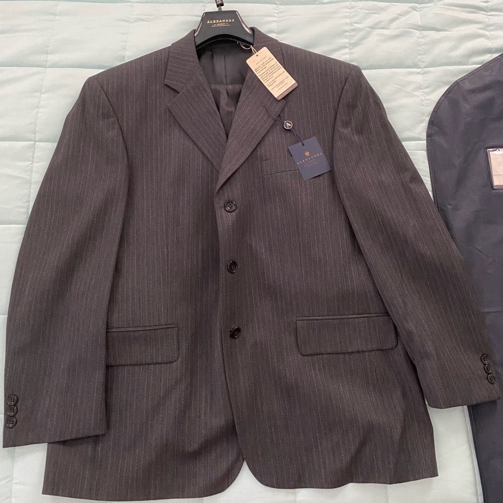 NWT ALEXANDRE LONDON 42S Pinstripe gray suit - Picture 2 of 12